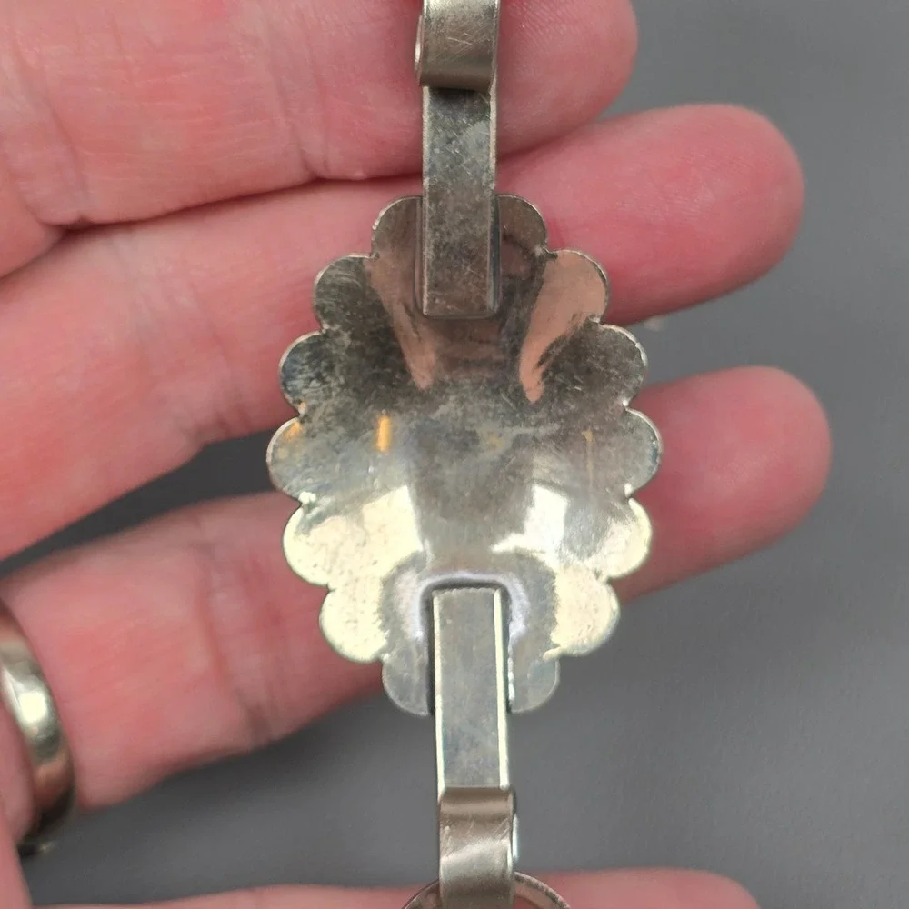 Vintage Southwestern Turquoise Concho Belt Necklace Silver Tone Stamped Metal